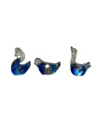 VTG Lot Of 3 Art Glass-Hand Blown Art Glass Birds w/Interior Blue Swirls... - $39.54 CAD