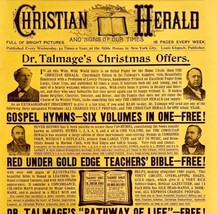 Christian Herald Dr Talmage 1894 Bible Advertisement Victorian XL DWII11 - $39.99