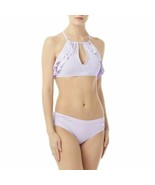 Carmen Marc Valvo Swimsuit Bikini 2pc set High-Neck Ruffle Lavender SZ X... - $54.40 CAD