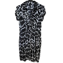 Enfocus Studio Dress Size 10 Medium Black White Animal Print Polyester Mini - $13.49