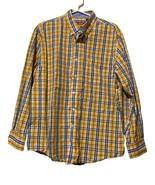 Izod Men&#39;s Shirt Yellow Blue Plaid Long Sleeve Button Up Size Large Men&#39;s - $14.36