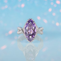 Marquise Cut Natural Amethyst Ring - Luxury Design Light Purple Gemstone Jewelry - £103.67 GBP