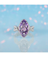 Marquise Cut Natural Amethyst Ring - Luxury Design Light Purple Gemstone... - £102.22 GBP