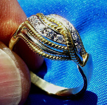 Vintage Damiani Diamond Ring Elegant Unique Deco Style 14k Gold Setting - £1,431.36 GBP
