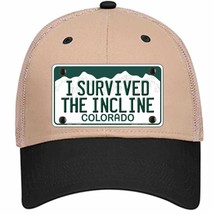 I Survived The Incline Colorado Novelty Khaki Mesh License Plate Hat - £23.12 GBP