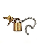 &quot;USN NAVY&quot; EAGLE BRASS PADLOCK w/2 KEYS &amp; CHAIN, OLD ANTIQUE LOCK, VINTA... - $709.95 MXN