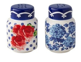 Pioneer Woman ~ Ceramic ~ FRONTIER ROSE Pattern ~ Salt &amp; Pepper Shakers - £17.87 GBP