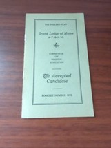 Grand Lodge of Maine Pollard Plan Booklet #1 Accepted Candidate - £6.22 GBP