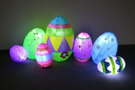 8 Foot Long Inflatable Colorful Easter Eggs LED Lights Blowup Yard Decor... - £67.16 GBP