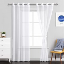 Jiuzhen White Sheer Curtains 84 Inches Long - Grommet Semi Transparent Light - $41.98