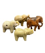Hand-Carved Elephant Figurines Set Of 4 Stone Miniature Animal Sculptures - €37,17 EUR