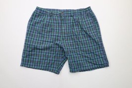 Vintage 90s Streetwear Mens Size 38 Faded Pleated Chino Shorts Rainbow Plaid - £31.61 GBP