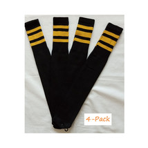 Striped Tube Socks Sports Baseball Softball Cotton Game Socks Black &amp; Ye... - £16.77 GBP