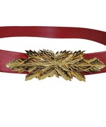 Vintage Leather Wrap Belts and Gold Leaf Buckles Size 26 Inch Waist Dott... - $53.20 CAD