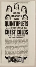 1941 Print Ad Children&#39;s Musterole Mild for Chest Colds Dionne Quintuplets - £7.11 GBP