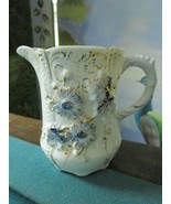 GERMAN CREAMER BLUE FLOWERS TOUCHES OF GOLD 4 1/2 X 5&quot; [82C] - $1,414.17 MXN