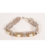 Brighton Silver &amp; Goldtone Chunky Link Bracelet Toggle Faux Pearl - £39.70 GBP