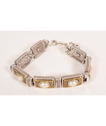 Brighton Silver &amp; Goldtone Chunky Link Bracelet Toggle Faux Pearl - $68.89 CAD