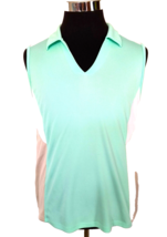 IZOD Golf Top Juniors Size X-Large Green White Beige Knit Sleeveless Pullover - £11.74 GBP