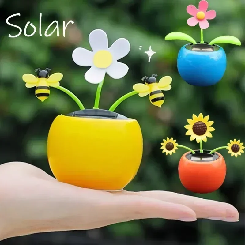 Car Solar Sunflower Ornaments Swaying Honey Bee Decoration Ornaments Dashboard - £9.60 GBP+