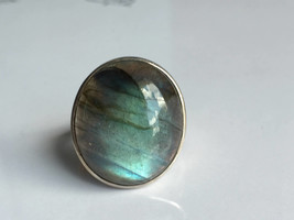 AAA quality blue sheen natural 21.53 carat labradorite ring in 925 sterling silv - £123.10 GBP