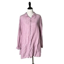 Tahari Plus Size 100% Linen Purple Tunic Blouse Button Up Women&#39;s Size 1X - £20.25 GBP
