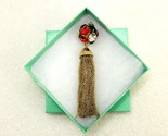 Holiday Gemstone Ball Pendant, Gold Tone Tassel, Christmas Jewelry, #JWL... - $14.65