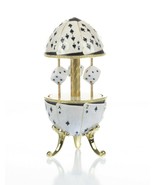 White Easter Egg Cards Carousel  by Keren Kopal music box with crystal - $137.83