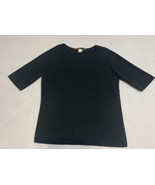 Peruvian Connection Sweater Womans Medium Black Pima Cotton Peru Snap Closure - $32.30