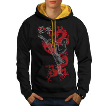 Wellcoda Ninja Dragon Warrior Mens Contrast Hoodie, Kung Fu Casual Jumper - £31.45 GBP