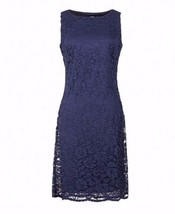 Chaps by Ralph Lauren Misses Soho Navy Blue Floral Lace Sheath Dress Size 8 - £63.79 GBP