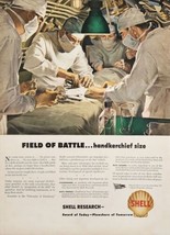 1943 Print Ad Shell Research Laboratories Doctors Operate near Battle Field Tent - $20.44
