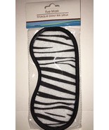 ZEBRA Sleep Eye Mask Black &amp; White Terry &amp; Poly-Satin Zebra Print-SHIP N... - $5.82