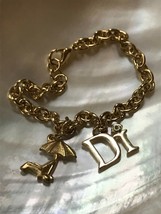 Estate Goldtone Oval Link with Di and Sun Chain Under Umbrella Charm Bracelet –  - £8.20 GBP