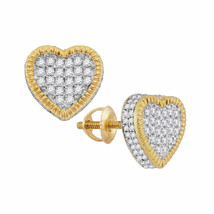 Authenticity Guarantee 
10k Yellow Gold Womens Round Diamond Heart Fluted Clu... - £671.29 GBP