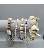 Lot Shell Bracelets Anklet Set of 5 Cowrie Clam MOP Abalone Spiked Barre... - $374.48 MXN