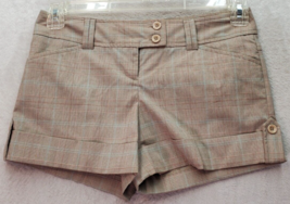 Tracy Evans Shorts Womens Size 3 Tan Plaid Polyester Pockets Flat Front 2 Button - £14.72 GBP