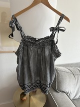 Gingham Country Embroidery Cottage Tassel Boho Summer Vacacion Top Size XXL - $25.00