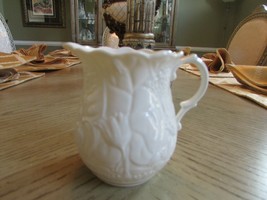 BELLEEK IRELAND SERENITY CREAMER 8TH MARK EMBOSSED FLORAL IVORY COLOR 3.5&quot; - $22.72