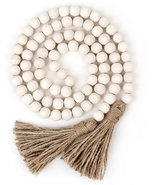 58In Wood Bead Garland with Tassels, Farmhouse Rustic Country Decor Pray... - $215.88 MXN