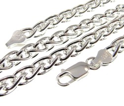 6MM Thick Mens Solid 925 Sterling Silver Italian Spiga Wheat Chain Necklace - £68.01 GBP+