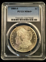 #40 Blue Chip Quality 1885-S Morgan Silver Dollar PCGS MS64+ Awesome - £1,001.07 GBP