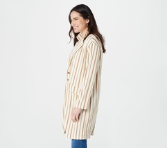 Du Jour Regular Printed Stripe Long Blazer in Ivory Size 3x - £19.06 GBP