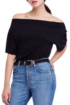 FREE PEOPLE Womens Top She&#39;s So Cool Off Shoulder Stylish Black Size XS OB846786 - £37.30 GBP