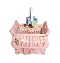 Fisher Price 2003 Loving Family Dollhouse Baby Crib Nursery Lighted Musical Pink - £29.88 GBP