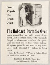 1899 Print Ad Hubbard Portable Ovens Baker at Work Chicago,Illinois - £8.02 GBP