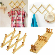 2 Wooden Expandable Hanger Accordion Coat Rack Wall Mounted Hats Mugs Co... - £23.44 GBP