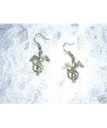 NEW USA CAST PEWTER BIKER EAGLE - SNAKE &amp; SKULL WARRIOR CHARM EARRINGS J... - £5.49 GBP