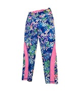 Lilly Pulitzer Size S Luxletic Leggings Social Sunset Blue Floral w/ Pin... - $43.03 CAD