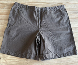 Merona Mens Plain Front Chino Shorts Size 46 Brown Inseam 9.5” High Rise - £22.01 GBP